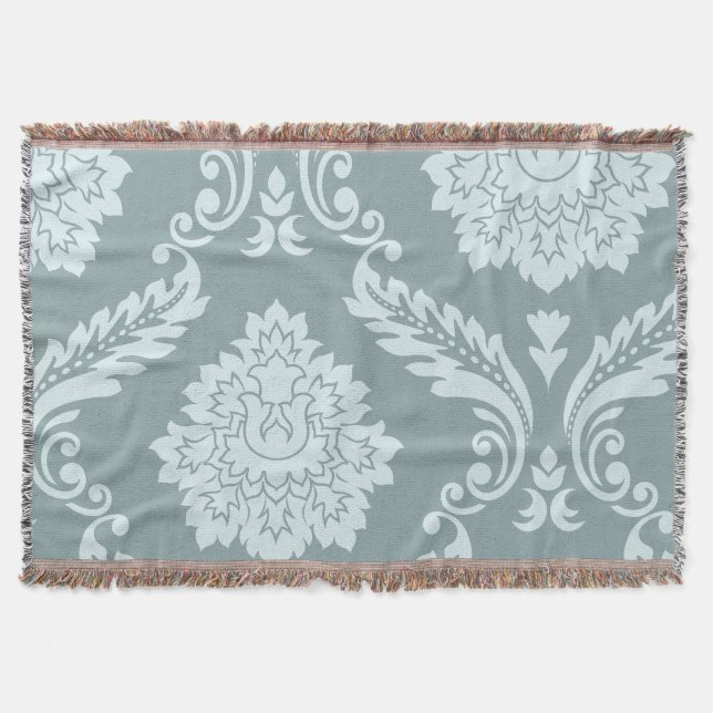 Rococo Damask Art I Anduckblå+Turkos Filt (Framsidan)