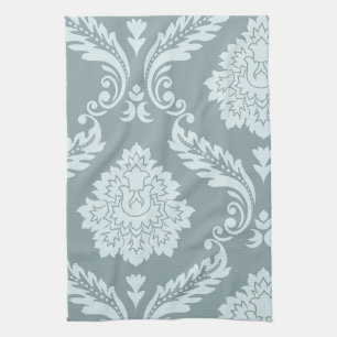 Rococo Damask Art I Anduckblå+Turkos Kökshandduk