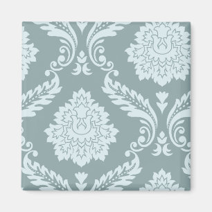 Rococo Damask Art I Anduckblå+Turkos Magnet
