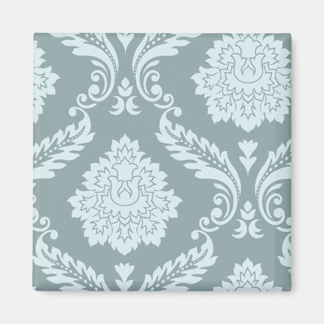 Rococo Damask Art I Anduckblå+Turkos Magnet (Framsidan)