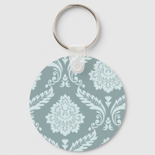 Rococo Damask Art I Anduckblå+Turkos Nyckelring