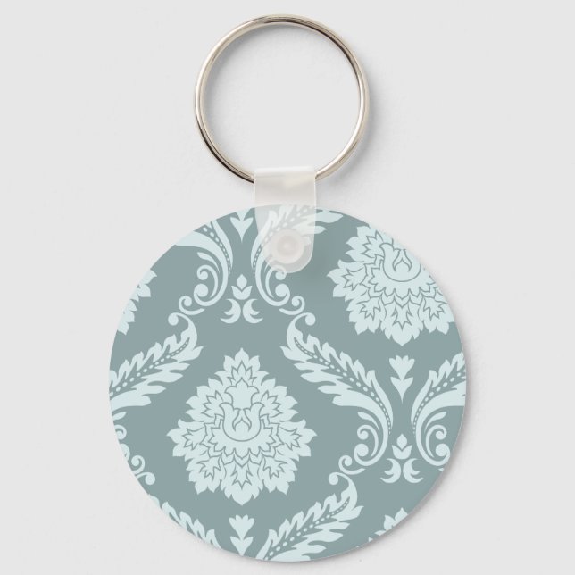 Rococo Damask Art I Anduckblå+Turkos Nyckelring (Framsida)