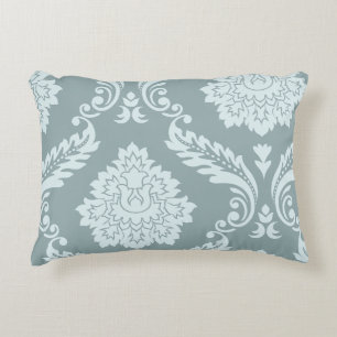 Rococo Damask Art I Anduckblå+Turkos Prydnadskudde