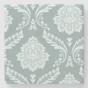 Rococo Damask Art I Anduckblå+Turkos Stenunderlägg