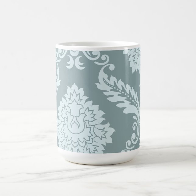 Rococo Damask Art I Duck Egg Blue+Teal Kaffemugg (Center)
