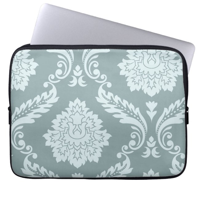 Rococo Damask Art I Duck Egg Blue+Teal Laptop Fodral (Framsidan)