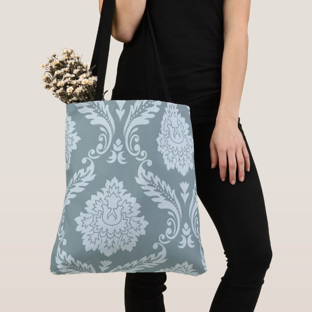 Rococo Damask Art I Duck Egg Blue+Teal Tygkasse (Närbild)