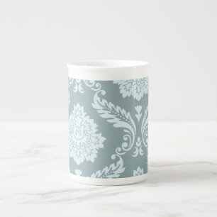 Rococo Damask-konst I Andegg blå+Turkos Benporslin Mugg