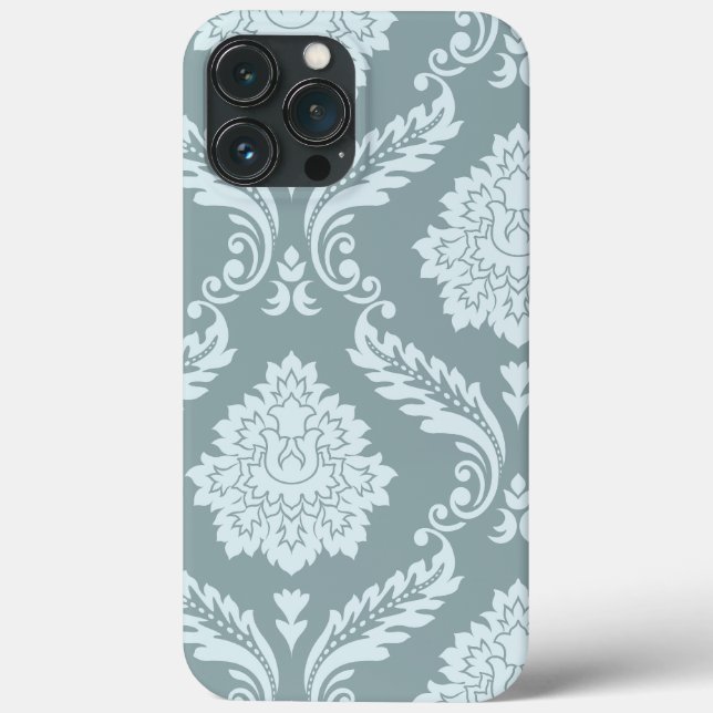 Rococo Damask-konst I Andeggblå+Turkos (Baksida)