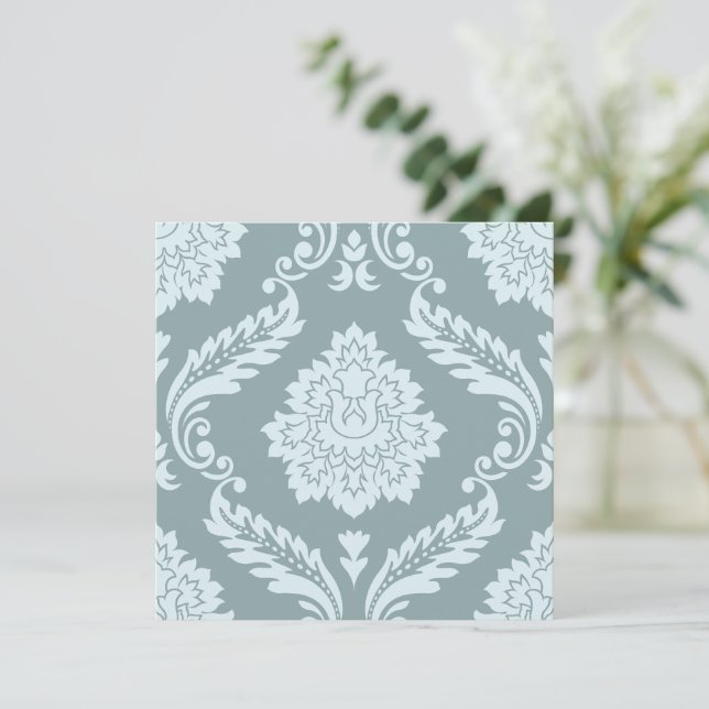 Rococo Damask Lg Pattern Duck Egg Blue+Teal (Stående Fram)