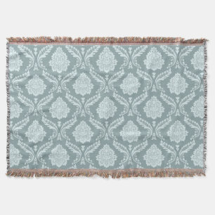 Rococo Damask Mönster Anka Ägg Blå+Teal Filt