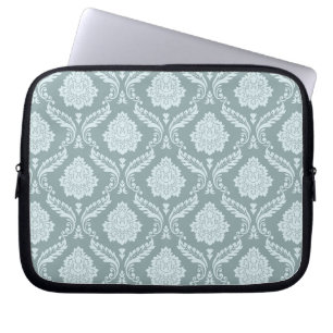 Rococo Damask Mönster Anka Ägg Blå+Teal Laptop Fodral