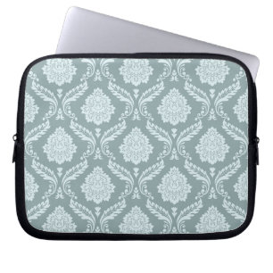 Rococo Damask Mönster Anka Ägg Blå+Teal Laptop Fodral