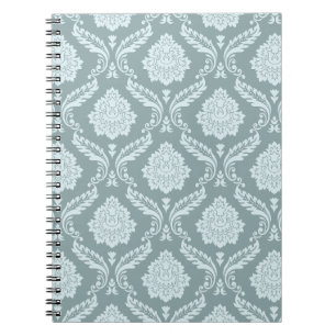 Rococo Damask-mönster Anka Ägg Blå+Turkos Anteckningsbok