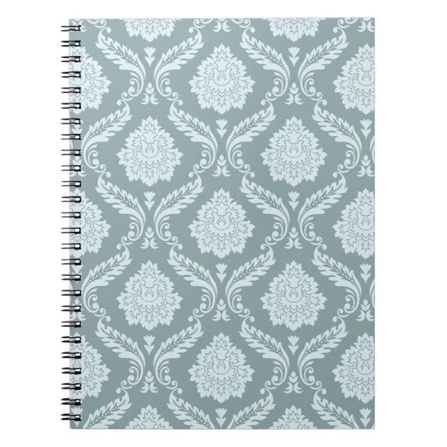 Rococo Damask-mönster Anka Ägg Blå+Turkos Anteckningsbok (Framsidan)