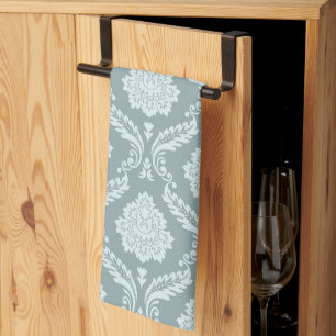 Rococo Damask Mönster Anka Ägg Blå+Turkos Kökshandduk