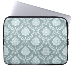 Rococo Damask Mönster Anka Ägg Blå+Turkos Laptop Fodral