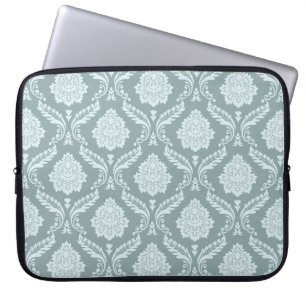 Rococo Damask Mönster Anka Ägg Blå+Turkos Laptop Fodral