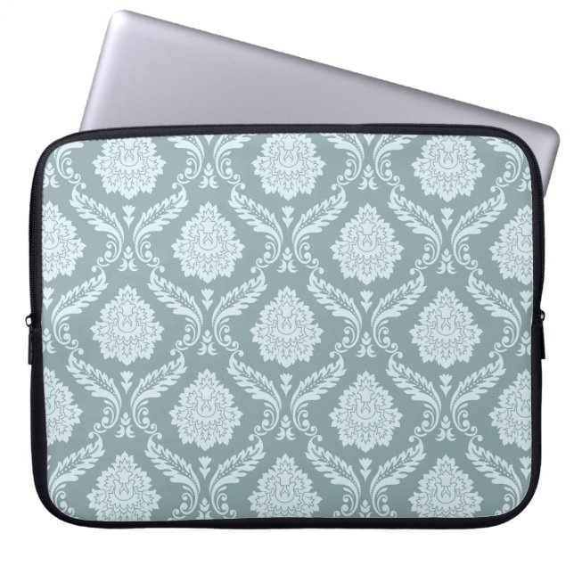 Rococo Damask Mönster Anka Ägg Blå+Turkos Laptop Fodral (Framsidan)