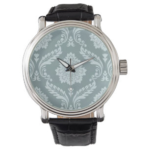 Rococo Damask-mönster Anka Äggblå+Turkos Armbandsur
