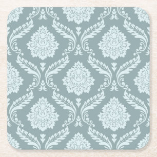 Rococo Damask-mönster Anka Äggblå+Turkos Underlägg Papper Kvadrat