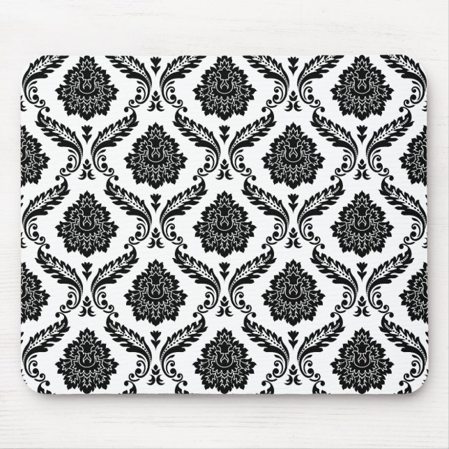 Rococo Damask Pattern Black on White Musmatta (Framsidan)