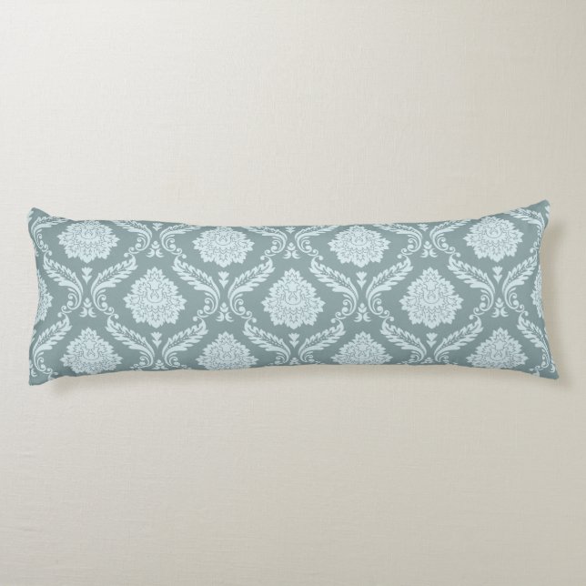 Rococo Damask Pattern Duck Egg Blue+Teal  Kroppskudde (Baksidan)