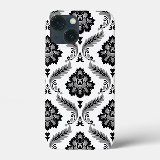 Rococo Damask Pattern Grey Black White (Baksida)