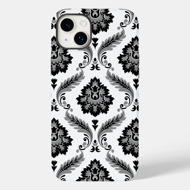 Rococo Damask Pattern Grey Black White (Baksida)