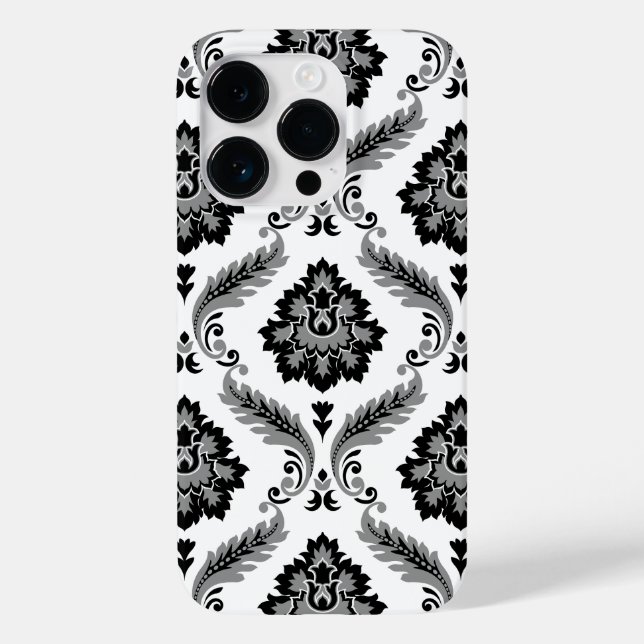 Rococo Damask Pattern Grey Black White (Baksida)
