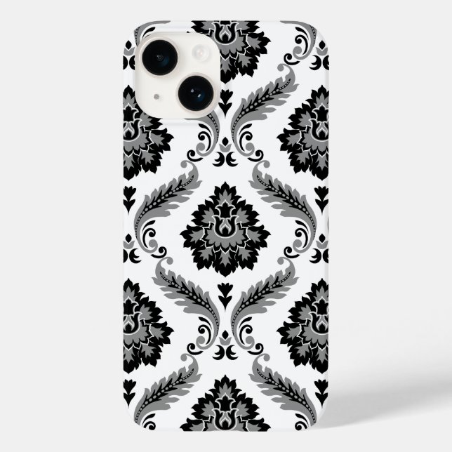 Rococo Damask Pattern Grey Black White (Baksida)