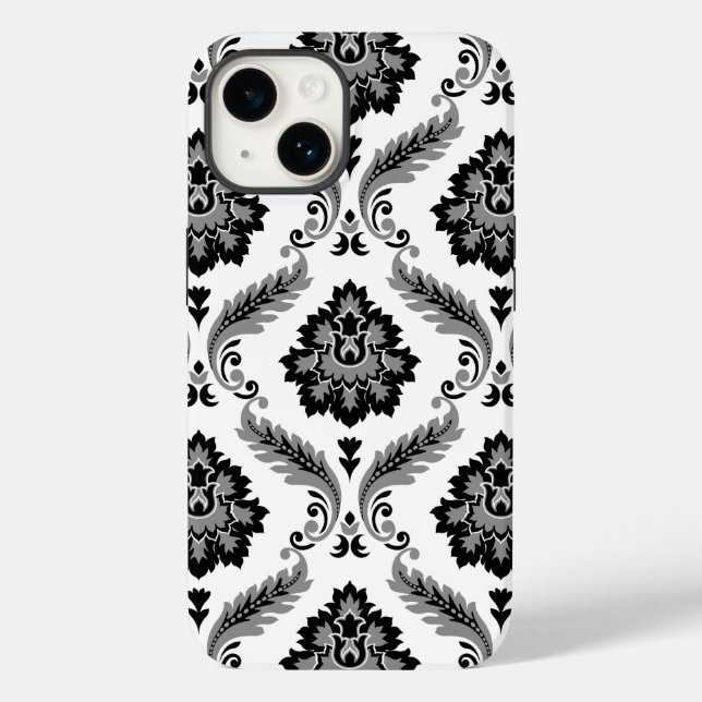 Rococo Damask Pattern Grey Black White (Baksida)