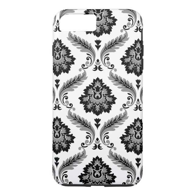 Rococo Damask Pattern Grey Black White Case-Mate iPhone Skal (Baksida)