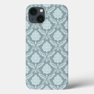 Rococo Damask Rpt Mönster Anka Ägg Blå+Teal