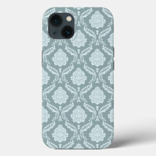 Rococo Damask Rpt Mönster Anka Ägg Blå+Teal