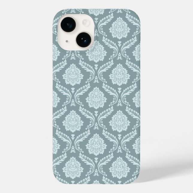 Rococo Damask Rpt Mönster Anka Ägg Blå+Teal (Baksida)