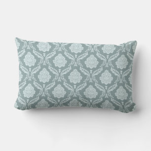 Rococo Damask Rpt Mönster Anka Ägg Blå+Teal Lumbarkudde