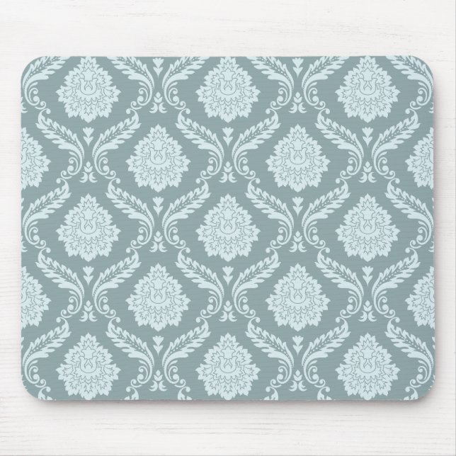 Rococo Damask Rpt Mönster Anka Ägg Blå+Teal Musmatta (Framsidan)