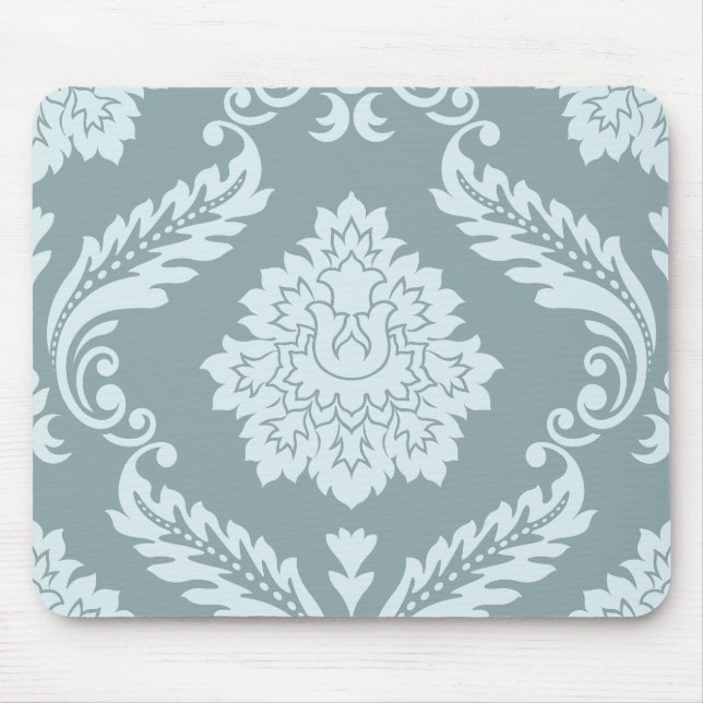 Rococo Damask Stort Mönster Andegg Blå+Turkos Musmatta (Framsidan)