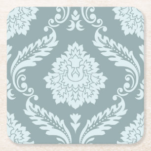 Rococo Damask Stort Mönster Andegg Blå+Turkos Underlägg Papper Kvadrat