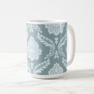 Rococo Damask Stort Mönster Ankan Äggblå+Turkos Kaffemugg