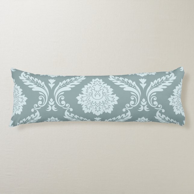 Rococo Damask Stort Mönster Ankan Äggblå+Turkos Kroppskudde (Framsidan)