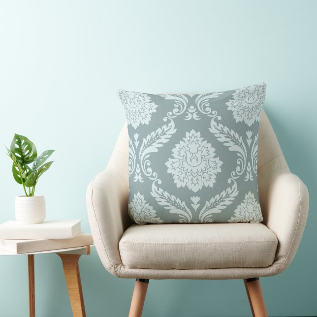 Rococo Damask Stort Mönster Ankan Äggblå+Turkos Kudde (Stol)