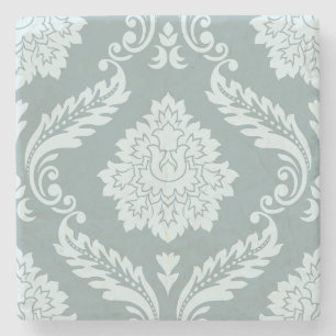 Rococo Damask Stort Mönster Ankan Egg Blå+Turkos Stenunderlägg