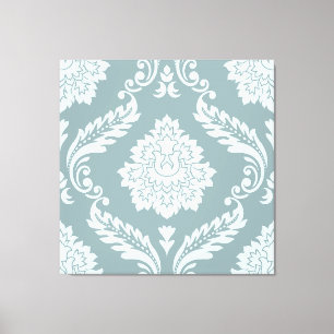 Rococo Damask Stort Mönster Ankanägg Blå+Turkos Canvastryck