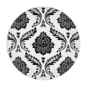 Rococo Damask Stort Mönster Svart på Vitt