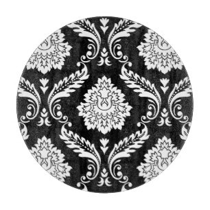 Rococo Damask Stort Mönster Vitt på Svart