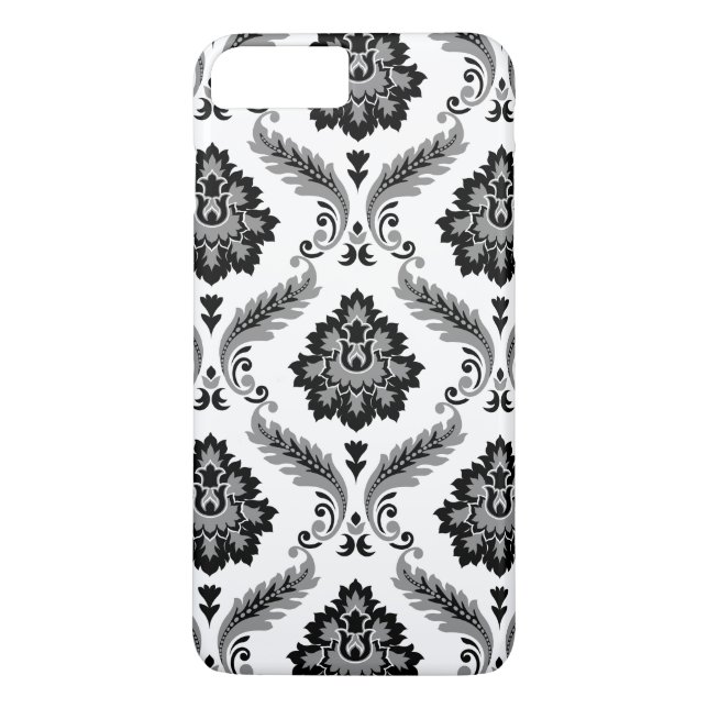 Rococo Damaskmönster Grått Svart Vitt Case-Mate iPhone Skal (Baksida)
