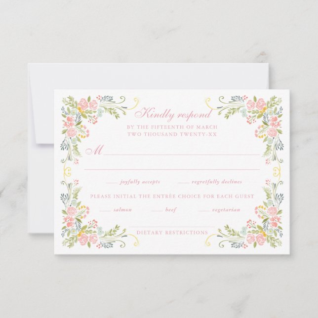 Rococo Floral Border Wedding OSA Kort (Framsida)