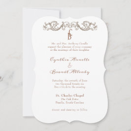 Rococo Florentine Monochrome Monogram Inbjudningar